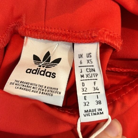 NWT Adidas Women Originals Long 3-Stripes BIKER SHORTS Lush Red/White size XS - Picture 8 of 10